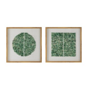 Set of 2 Elos Stone Shadow Boxes Green/Ivory/Natural - A&B Home: Transitional Style, MDF, Wall Art Sets - 1 of 4
