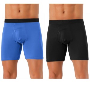 INSPIRE CHIC Men's 2 Pack Solid Color Soft Stretch Open-fly Basic Boxer Briefs - 1 of 4