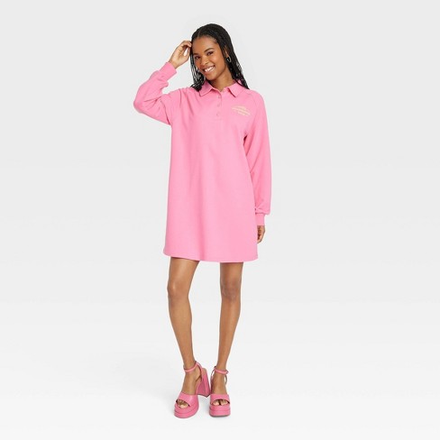 Eyelet Tiered Sleeve Tunic Dress Begonia Pink