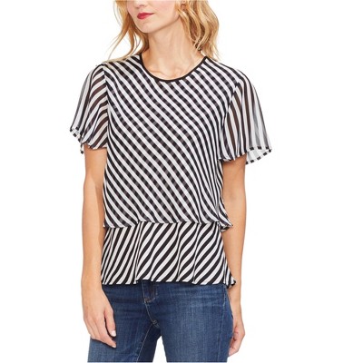 Vince Camuto Womens Stripe Layered Pullover Blouse