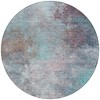 Teal Blue And Blush Abstract Washable Indoor Outdoor Area Rug - 4 of 4