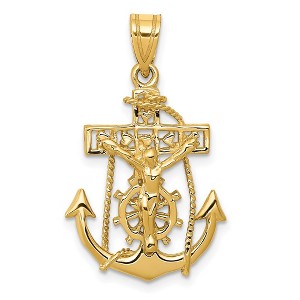 Black Bow Jewelry 14k Yellow Gold Polished Mariners Crucifix Cross Pendant - 1 of 4