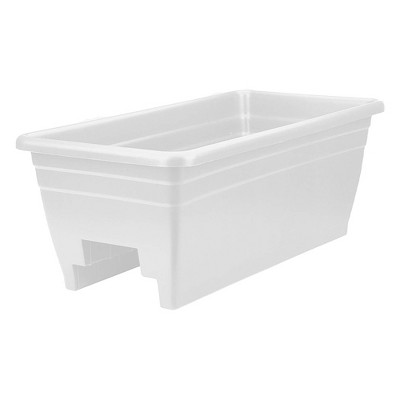 HC Companies heavy duty 24-Inch Width Deck Rail Box Planter, White w/ plugs