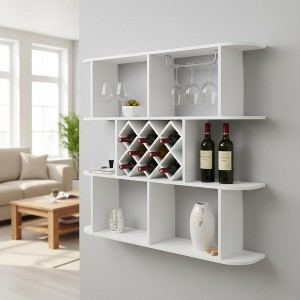 Homy Casa Large Wall-Mounted 3-Tier Wine Rack with Bottle Storage and Display Shelves - 1 of 4