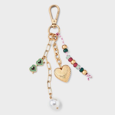 Sunglasses Pearl Heart Bag Charm - A New Day™ - Gold