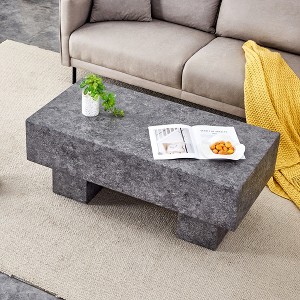 43.3" MDF Coffee Table with Texture Sticker, Modern Simple Design, Spacious Top and Sturdy Legs for Living Room - 1 of 4