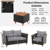 Costway 4 PCS Wicker Patio Furniture Set with Removable Cushions Storage Coffee Table White/Navy/Gray - 3 of 4
