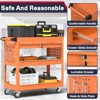 Huxxion 3-Tier Rolling Tool Cart on Wheels, Heavy Duty Mechanic Tool Cart with Drawers, Utility Cart for Workshop Garage Warehouse(Gray) - 4 of 4