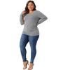 Agnes Orinda Women's Plus Size Knitted Buttons Decor Ruched Waist Long Sleeve V Neck T-shirts - image 3 of 4