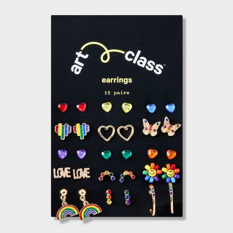 Kids&#39; 15pk Rainbow Earring Set - art class&#8482;, 2 of 4
