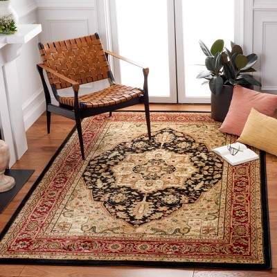 Lyndhurst Red and Black Synthetic 6' x 9' Hand-Knotted Area Rug