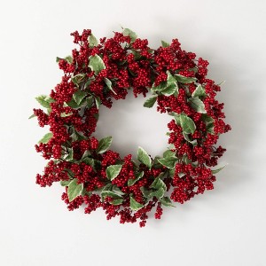 24"H Sullivans Red Berry Wreath, Red - 1 of 3