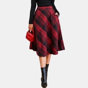 Women's Festive Plaid Flared Pocket Midi Skirt - Cupshe - 1 of 4
