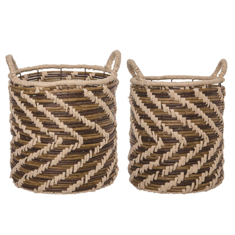Transpac Artificial 13.75 in. Multicolor Spring Directional Woven Basket Set of 2, 1 of 2
