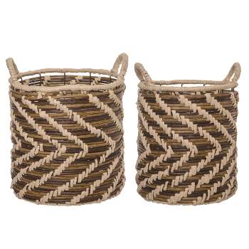 Transpac Artificial 13.75 in. Multicolor Spring Directional Woven Basket Set of 2