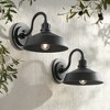 Franklin Iron Works Arnett Rustic Industrial Farmhouse Outdoor Barn Light Fixtures Set of 2 Black Dusk to Dawn Gooseneck 10 1/2" for Exterior Deck - 2 of 4