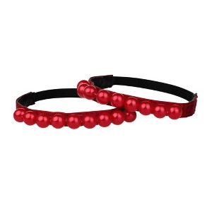 Allegra K Women Shoe Strap Belt Band with Pearls Elastic Shoe Strap 2 Pairs - 1 of 4