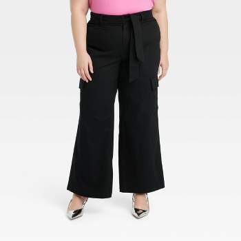 Women's High-waisted Paperbag Taper Trousers - Ava & Viv™ Black 4x : Target