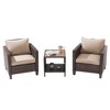 Sonkuki 3-Piece Patio Sofa Set Wicker Furniture Set Brown/Gray Rattan with Side Table - 2 of 4