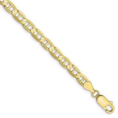 Black Bow Jewelry 10k Yellow Gold 4.5mm Solid Concave Anchor Chain Bracelet