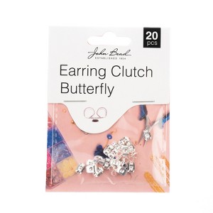 John Bead Must Have Findings Metal Silver 6x3mm Butterfly Earring Clutches for Jewelry Making Findings, 20 Pieces - 1 of 4