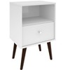 Gulches 18" White Nightstand with 1 Drawer & Open Cubby, Solid Wood Splayed Legs, Sturdy Particle Board Bedside Table for Bedroom Living Room - 2 of 4