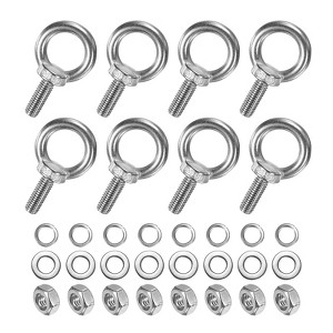 Unique Bargains Stainless Steel Durable Rust-Resistant Eyebolts with Nuts Washers Male Screw for Fastening 10 Pcs - 1 of 4