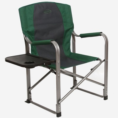 Kamp-Rite KAMP CC103 Director's Chair Outdoor Furniture Camping Folding Sports Chair with Side Table and Cup Holder, Green/Gray