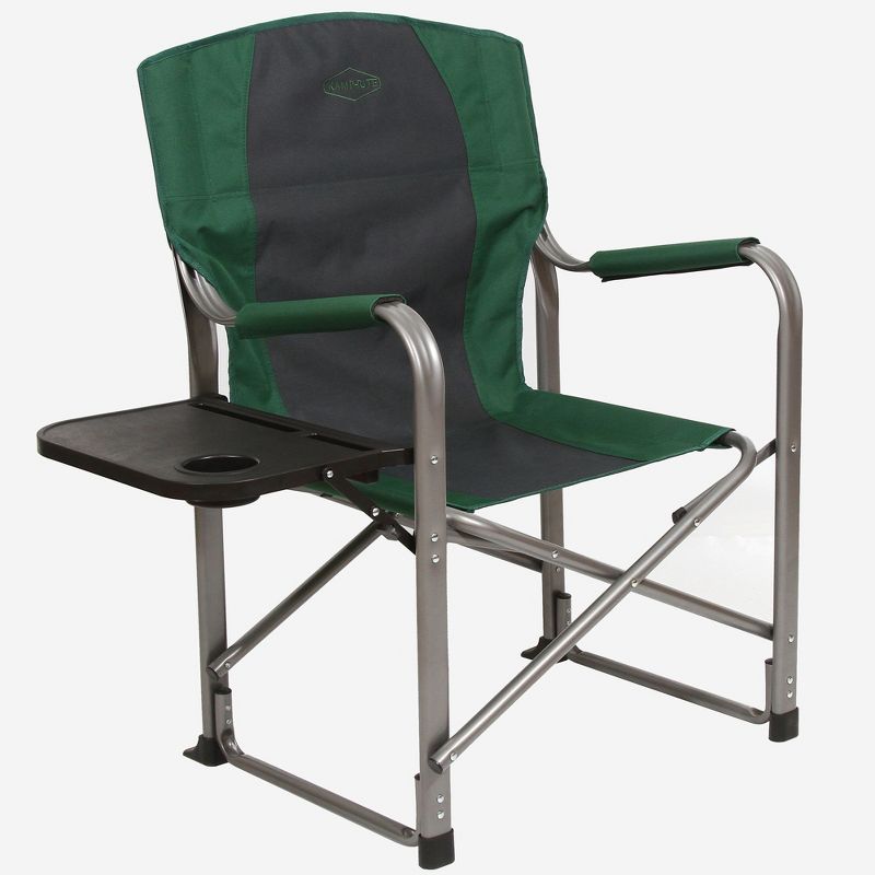 Kamp-Rite KAMP CC103 Director's Chair Outdoor Furniture Camping Folding Sports Chair with Side Table and Cup Holder, Green/Gray (2 Pack), 2 of 7