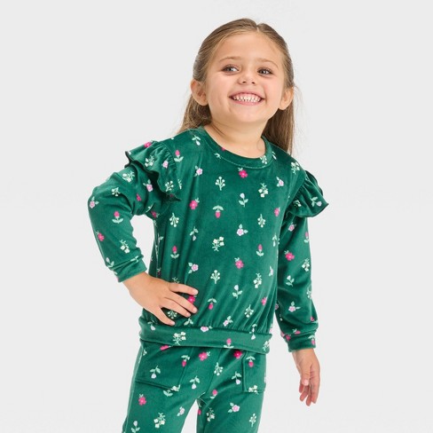 Toddler Girls' Floral Micro Fleece Sweatshirt - Cat & Jack™ Green 5t :  Target