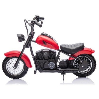 24V Electric Dirt Bike for Kids With12 Fat Tire, Leather Seat- Two Speed Max Up to 14MPH & 60 Minutes Continuous Motorbike