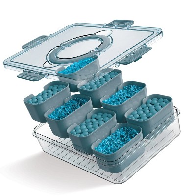 LunaLulinlk 8-grid Snack Box Container Divider Tray with Lid, Blue