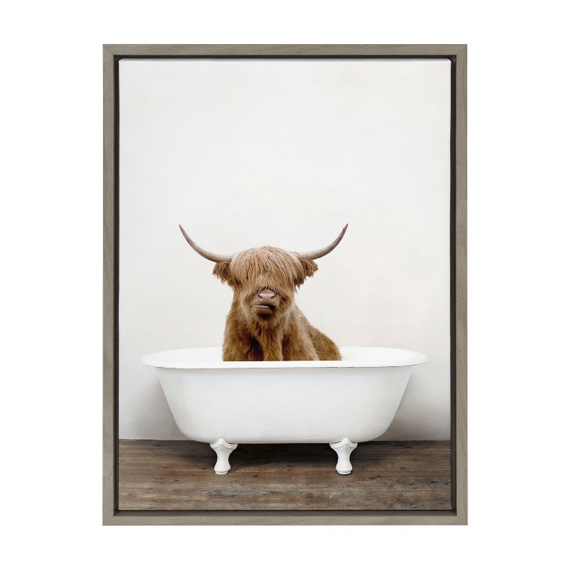 Kate and Laurel Sylvie Highland Cow in Tub Color Framed Canvas by Amy Peterson Art Studio, 2 of 7