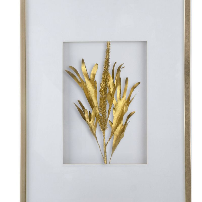 Set of 2 Botanical Leaves Wall Arts Gold - A&#38;B Home, 4 of 5