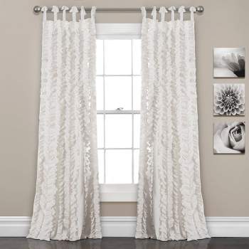 Set of 2 Sophia Ruffle Window Curtain Panels White - Lush Décor