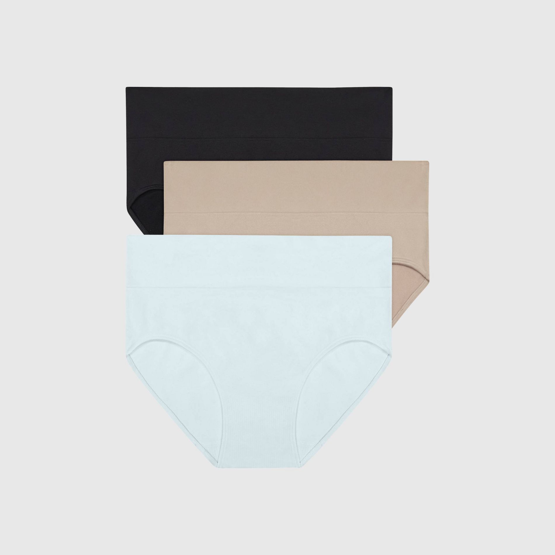 Hanes Premium Women's 3pk Smoothing Seamless Briefs Underwear - Basic Pack Beige/Light Brown/Black 6: Mid Rise Knit