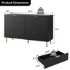 Modern 6-Drawer Dresser for Bedroom – Black Wood Double Chest with Gold Handles and Large Drawers - 2 of 4