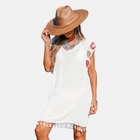 Women's Sheer Crochet Swim Cover Up Top - Cupshe : Target