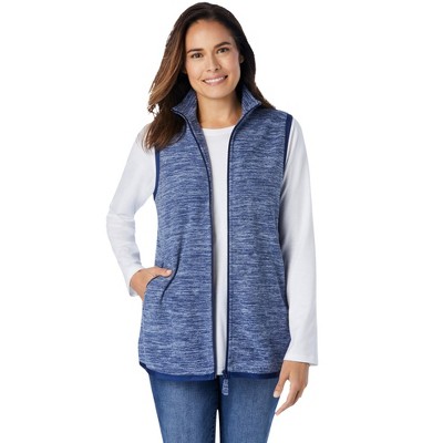 Woman Within Plus Size Zip-Front Microfleece Vest