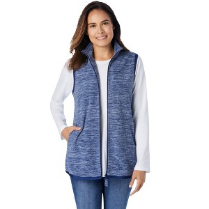 Woman Within Plus Size Zip-Front Microfleece Vest - 1 of 4