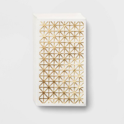 14ct Geometric Pattern Tall Napkins Gold Foil - Wondershop™