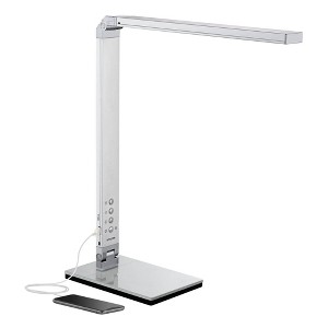 360 Lighting Jett Modern Desk Lamp 16 1/2" High Silver with USB Port and Nightlight LED Dimmer Touch On Off for Bedroom Bedside Nightstand Family Home - 1 of 4