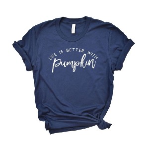 Simply Sage Market Women's Life Is Better With Pumpkin Short Sleeve Graphic Tee - 1 of 2