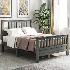 Queen Size Bed Frame, Wooden Platform Bed with Under Bed Storage, Twin Bed Frames with Headboard and Footboard, No Box Spring Needed - 1 of 4