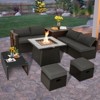Tangkula 9 Pieces Outdoor Patio Furniture Set with 35" Propane Fire Pit Table Wicker Sectional Sofa Set w/ Storage Box Black/Gray/Navy/Red/Turquoise/Off White - 2 of 4
