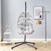 Sapphtopaz Porch Swing Egg Hanging Chair Wicker Woven Swing Hanging Hammock Chair with Cushions and Stand for Indoor, Garden, Terrace, Backyard - 2 of 4