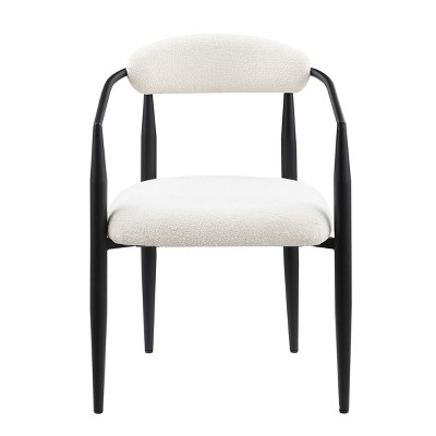 NicBex Set of 2 Dining Chair Modern Kitchen Accent Chair with Round Boucle Backrest and Metal Legs for Dining Room
