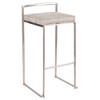 Contemporary Stackable Barstool, Stainless Steel Frame with Light Cowboy Fabric Seat, Fixed Bar Height, Set of 2 - 2 of 4