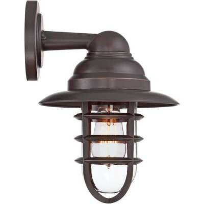 Marlowe 12" Bronze Industrial Wall Sconce with Clear Glass