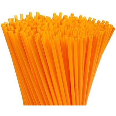 Juvale 300 Pack Plastic Straws for Halloween Accessories, Parties, Disposable (Orange, 10 In)